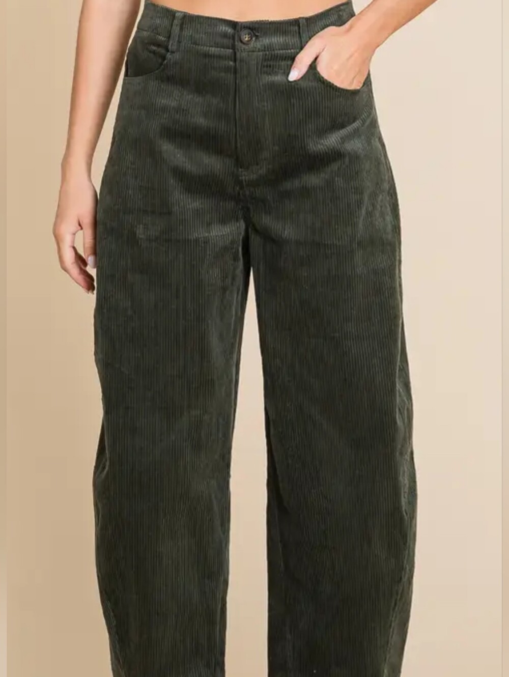 NWT Corduroy Barrel Pants in Sage